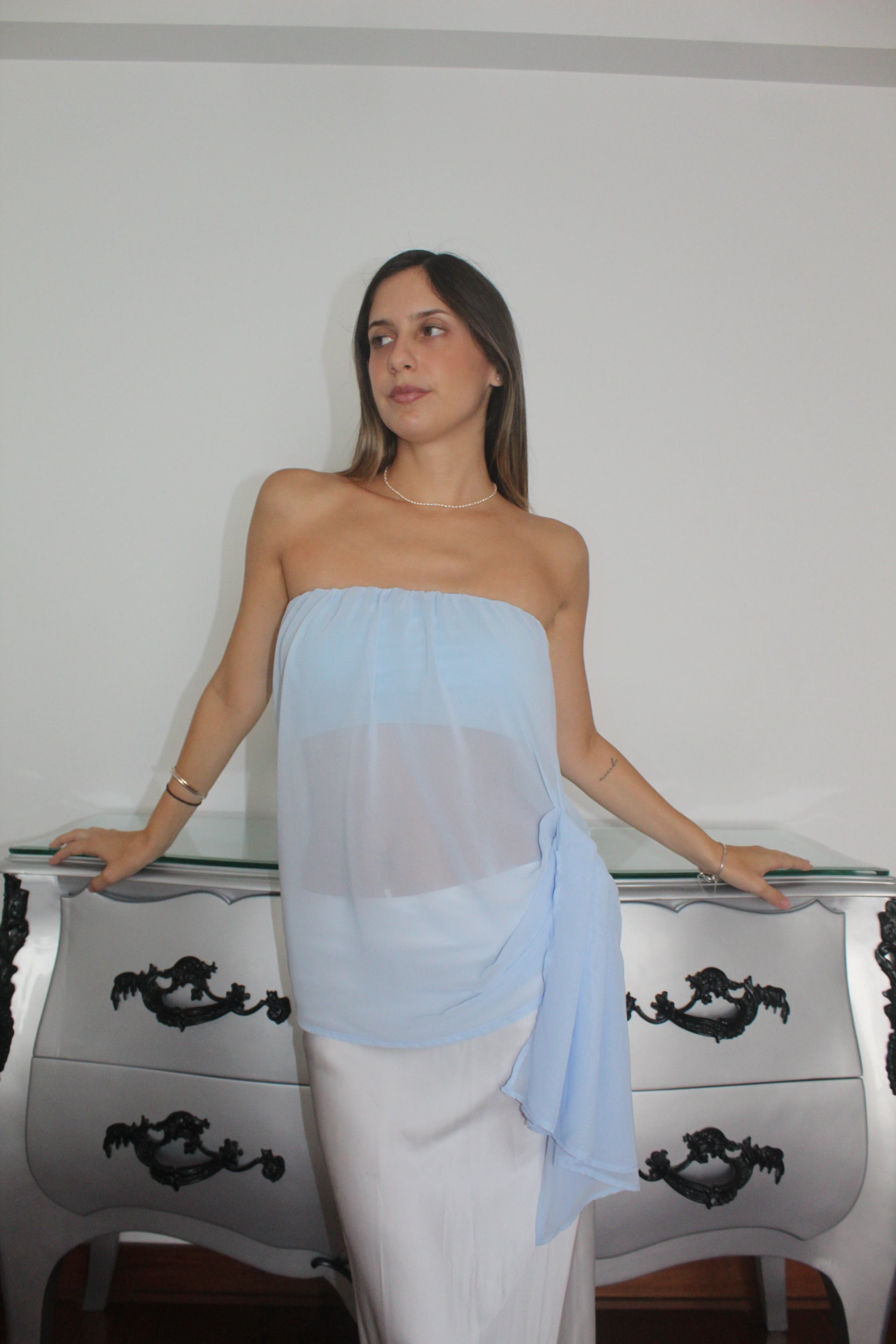 Luna strapless blue top