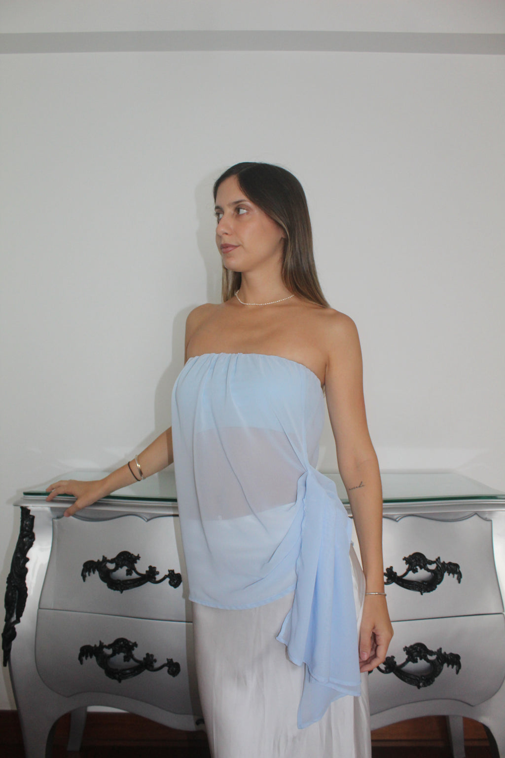 Luna strapless blue top
