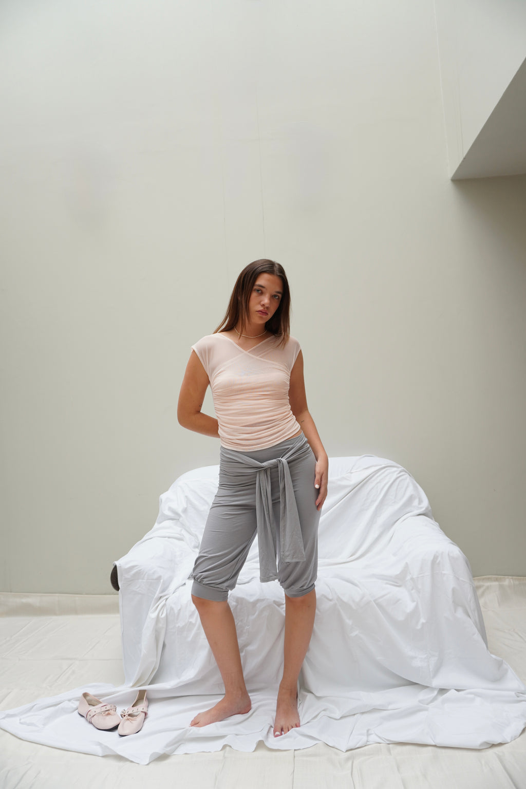 Agatha capri pants in gray