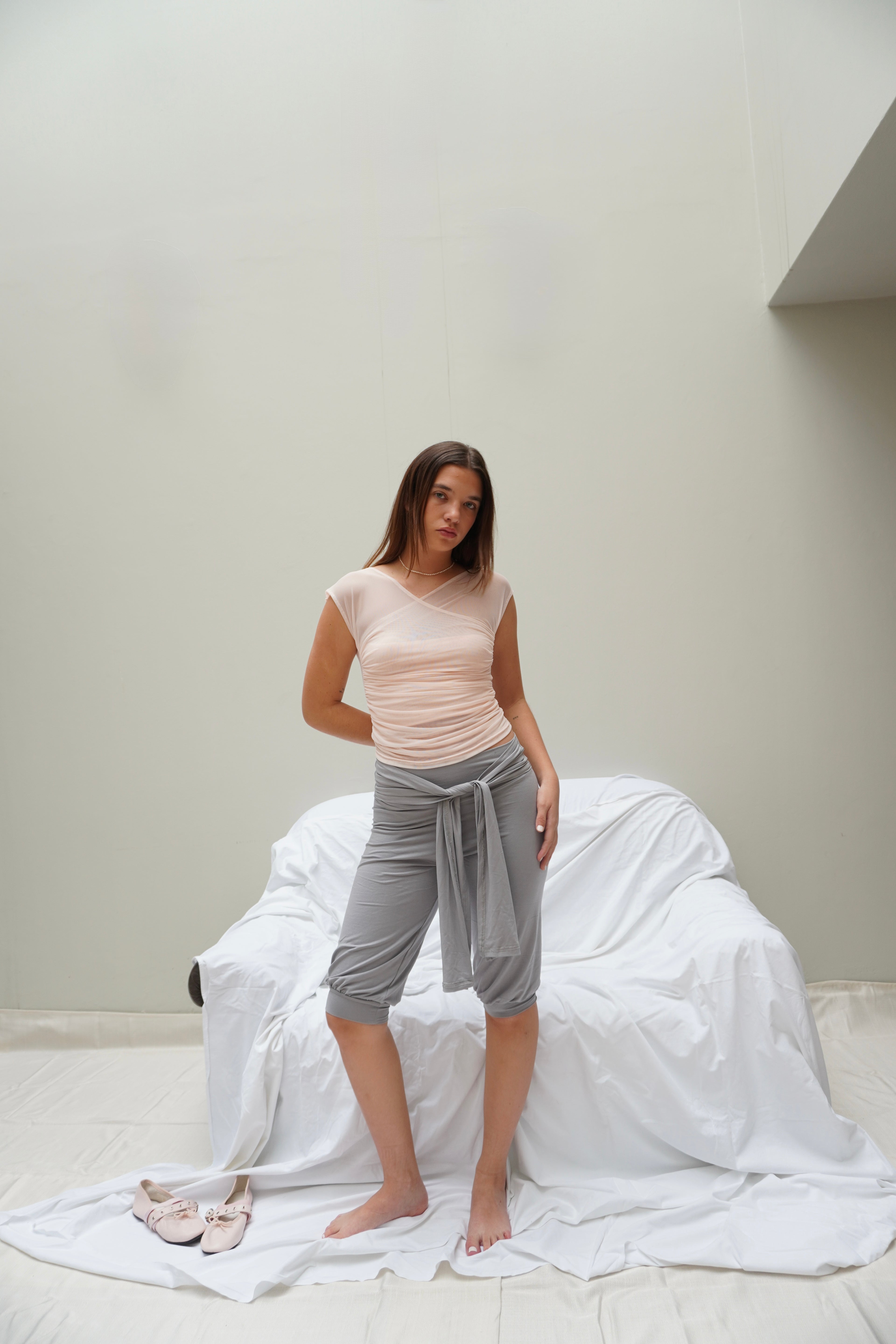 Agatha capri pants in gray