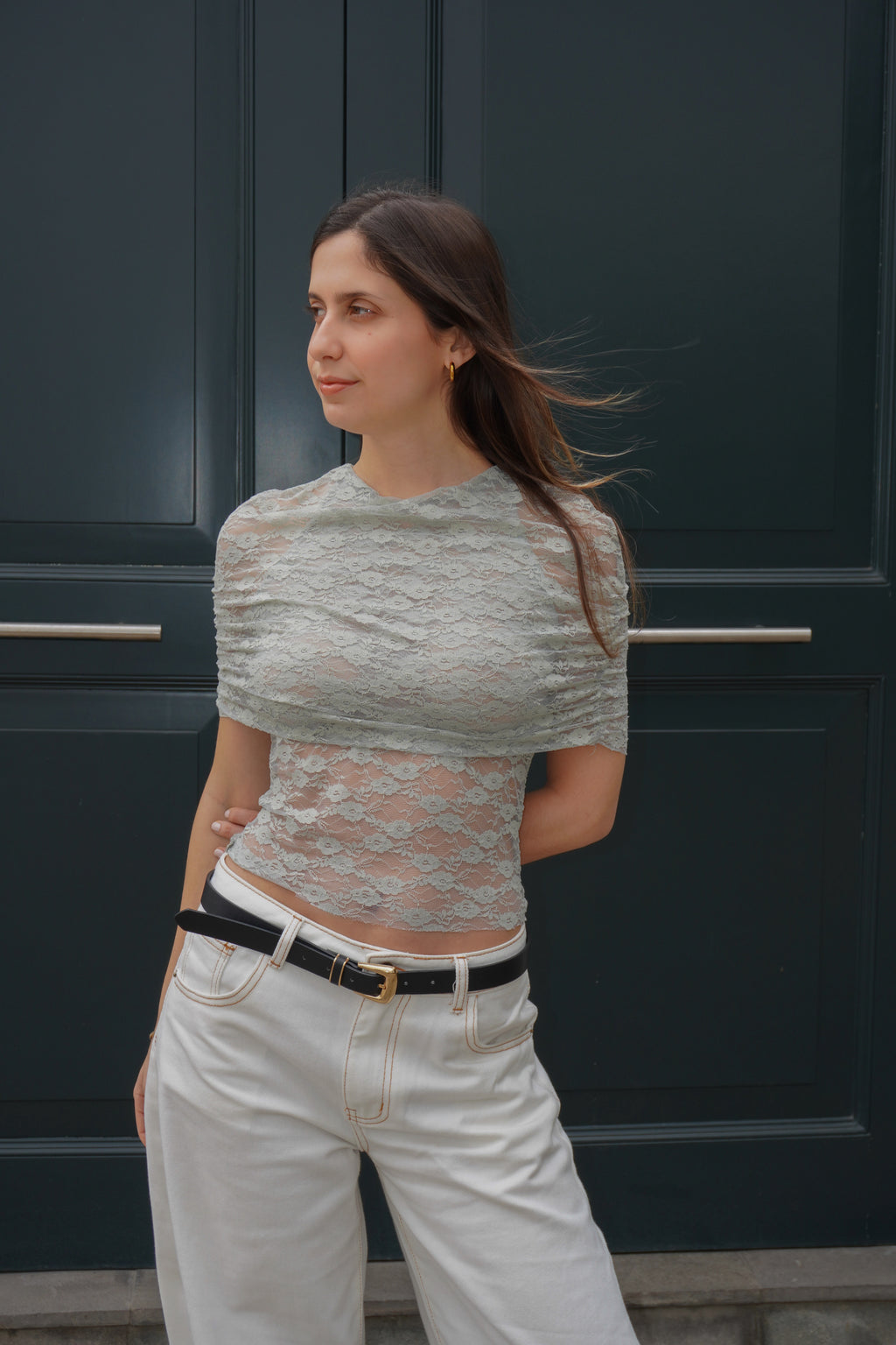 Sage Lace Top