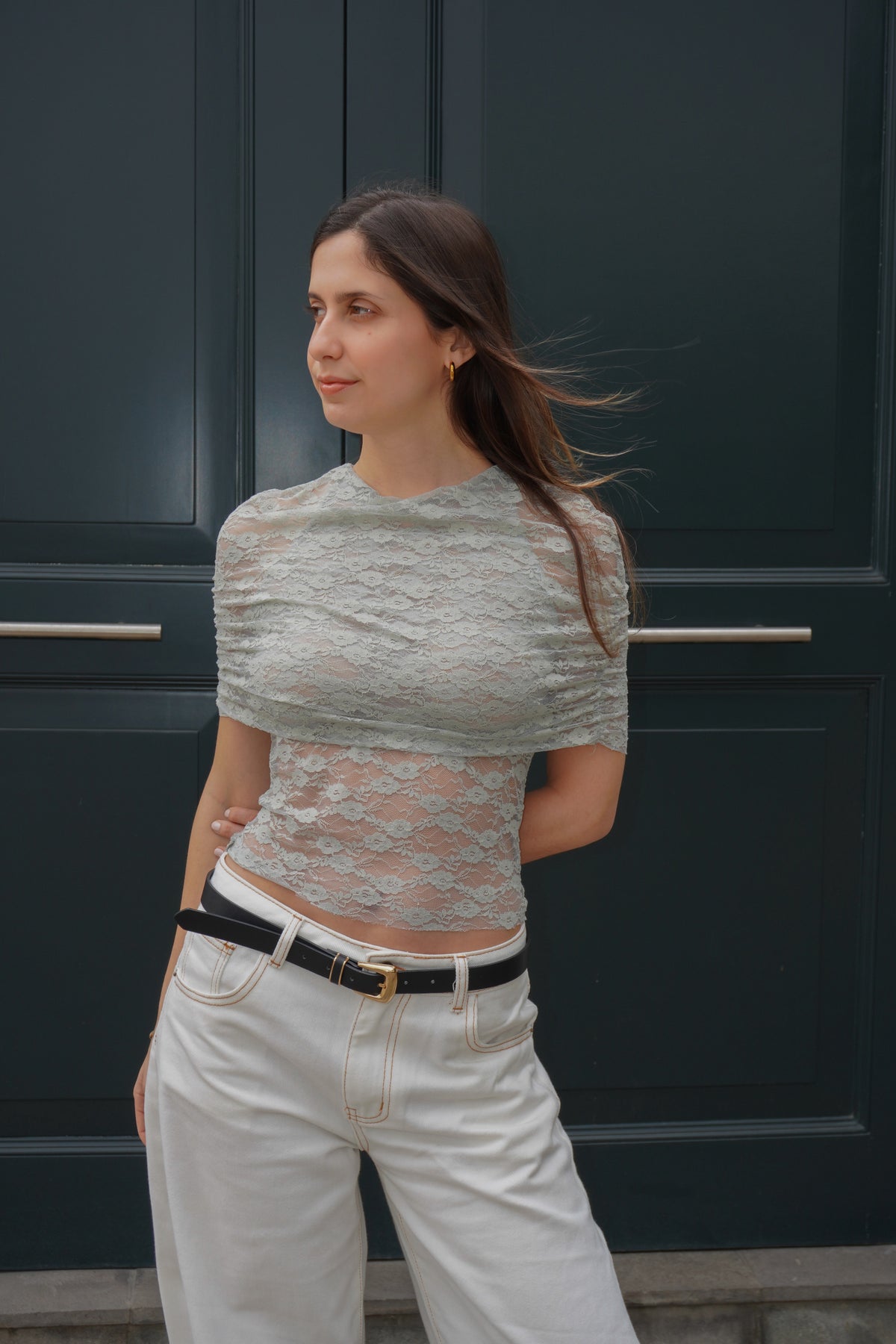 Sage Lace Top